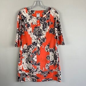 Anthropologie Yoana Baraschi Orange Floral Print Dress Size L
